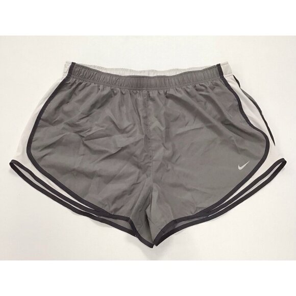 Nike Dri Fit Women's Active Running Shorts Sz 1X Grey/White/Black Polyester 🩶 - Picture 1 of 3